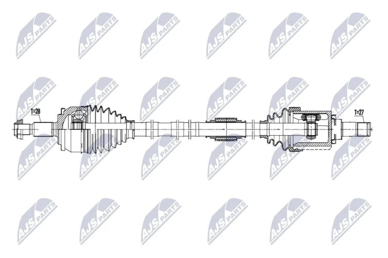 Image of NTY NPW-MS-108 Drive shaft Automatic Transmission, Front Axle Right Drive Shaft (13)