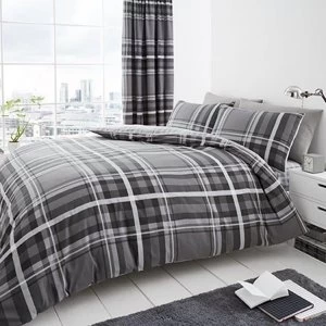 image of Newton Tartan Check Reversible Duvet Set