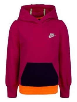 Image of Nike Younger Girls Colorblock Overhead Hoodie - Purple, Purple, Size 6-7 Years, Women