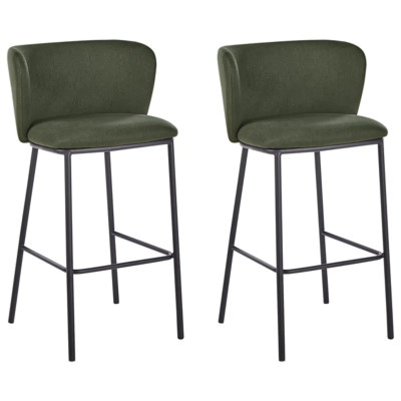 Image of Beliani Set Of 2 Bar Chairs Mina Dark Green