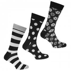 image of Happy Socks 3 Pack Stripe Spot Floral Socks - Black 9002