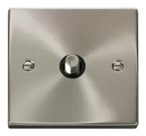 Image of Click Scolmore Deco Satin Chrome 1 Gang Satellite Outlet With Black - VPSC156BK