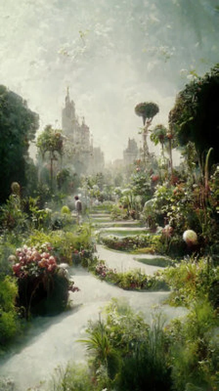Image of Erismann Garden Escape Digital Wallpaper Antique Frame