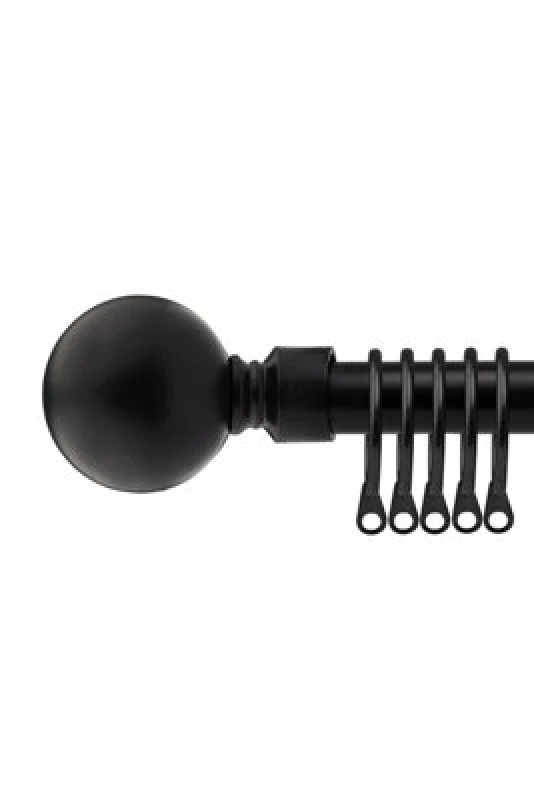 Image of 16-19mm Sphere Extendable Metal Curtain Pole Set Black 120-210Cm