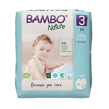 image of Bambo Nature Disposable Nappies - Midi - Size 3 - Pack of 28