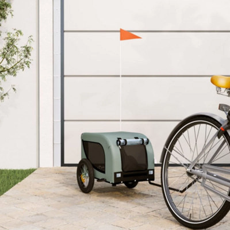 Image of VIDAXL Vidaxl - Pet Bike Trailer Grey and Black Oxford Fabric and Iron 93993