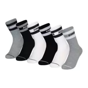 image of Converse Crew Socks 6 Pack Juniors - Grey