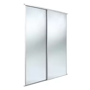 image of Spacepro Classic Mirrored White Mirror Effect Sliding Wardrobe Door Kit (H)2220 mm (W)914mm, Pack Of 2