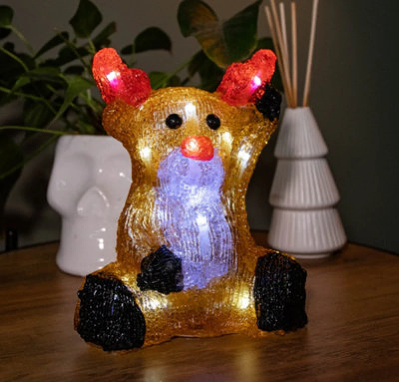 Image of Samuel Alexander 20cm Acrylic Sitting Christmas Reindeer Decoration Brown unisex