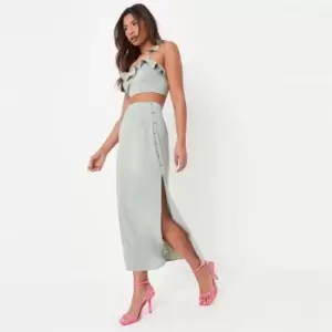 image of Missguided Button Midi Skirt Co-Ord - Green