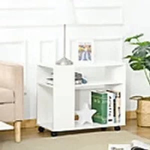 Image of Homcom Nightstand with 2 Storage Shelves White