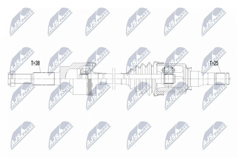 Image of NTY NPW-FR-222 Drive shaft Automatic Transmission, Rear Axle Right Drive Shaft (13)