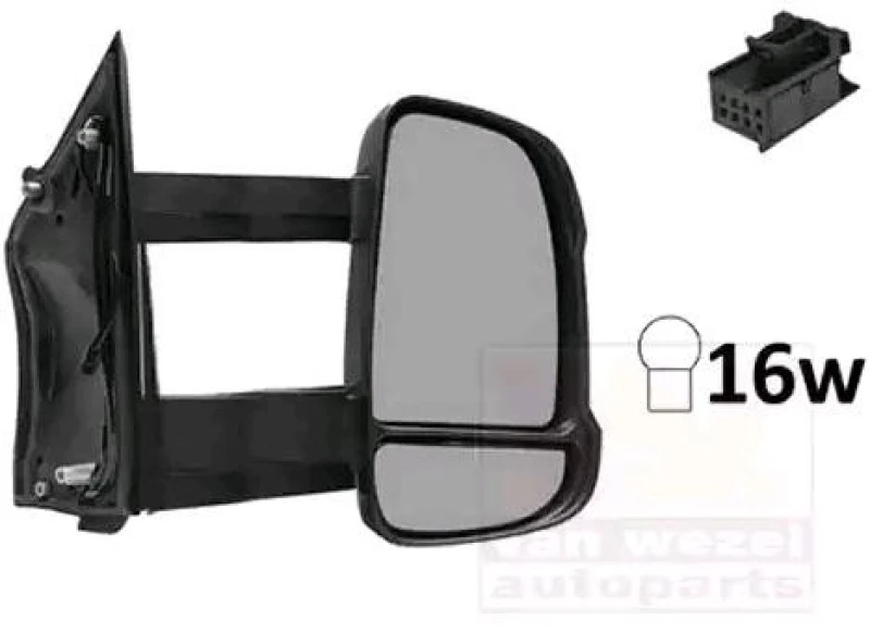 Image of VAN WEZEL 1651828 Wing mirror * HAGUS * Right, black, Long mirror arm Outside Mirror (50)