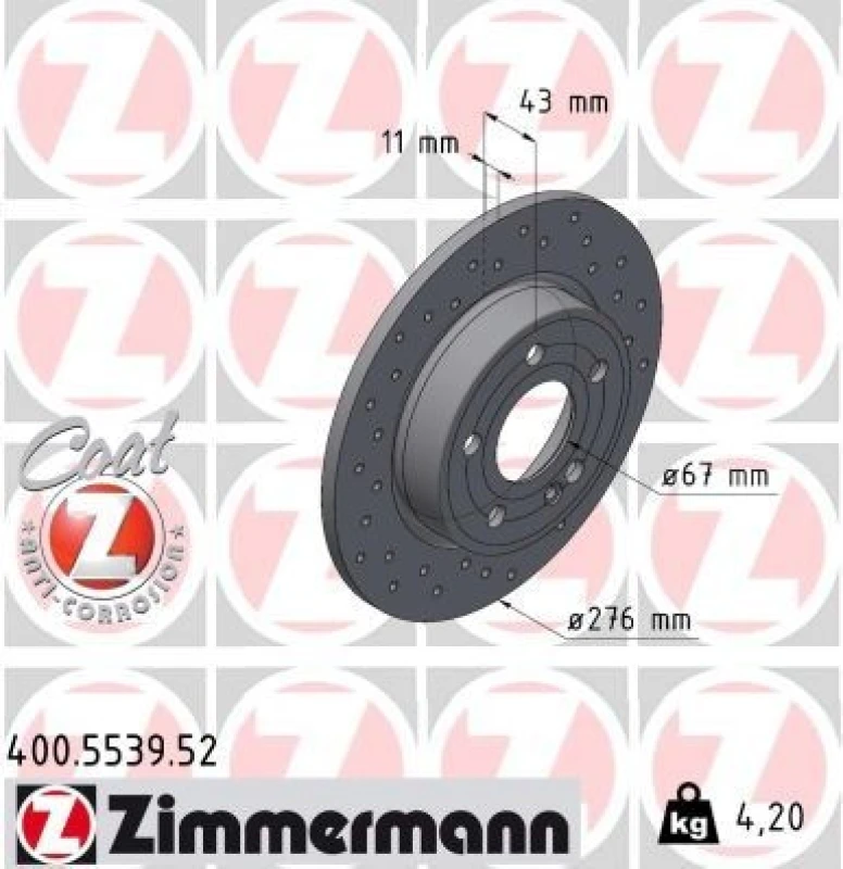 Image of ZIMMERMANN Brake disc ZIMMERMANN 400.5539.52