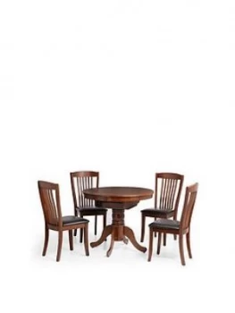 Julian Bowen Canterbury Round/Oval 90-120 Cm Extending Dining Table And 4 Chairs