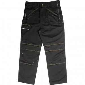 image of Roughneck Mens Multi Zip Trousers Black 32 31