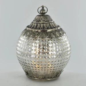 Image of LED Lantern Silver Pomegranate H15.5cm