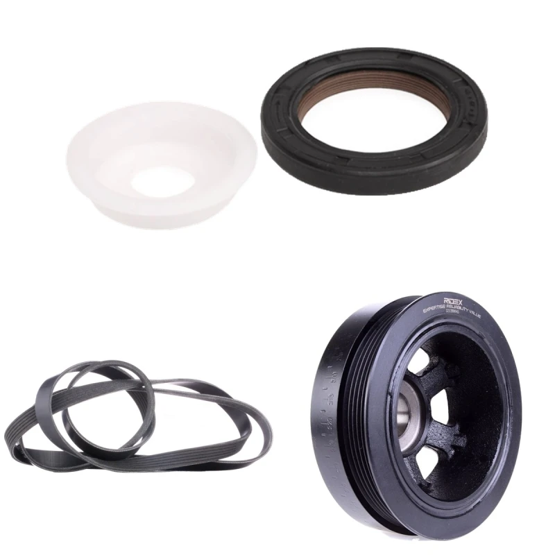 Image of RIDEX 542R0596 V-ribbed belt set Pulleys: with crankshaft pulley V-Ribbed Belt Set (542)