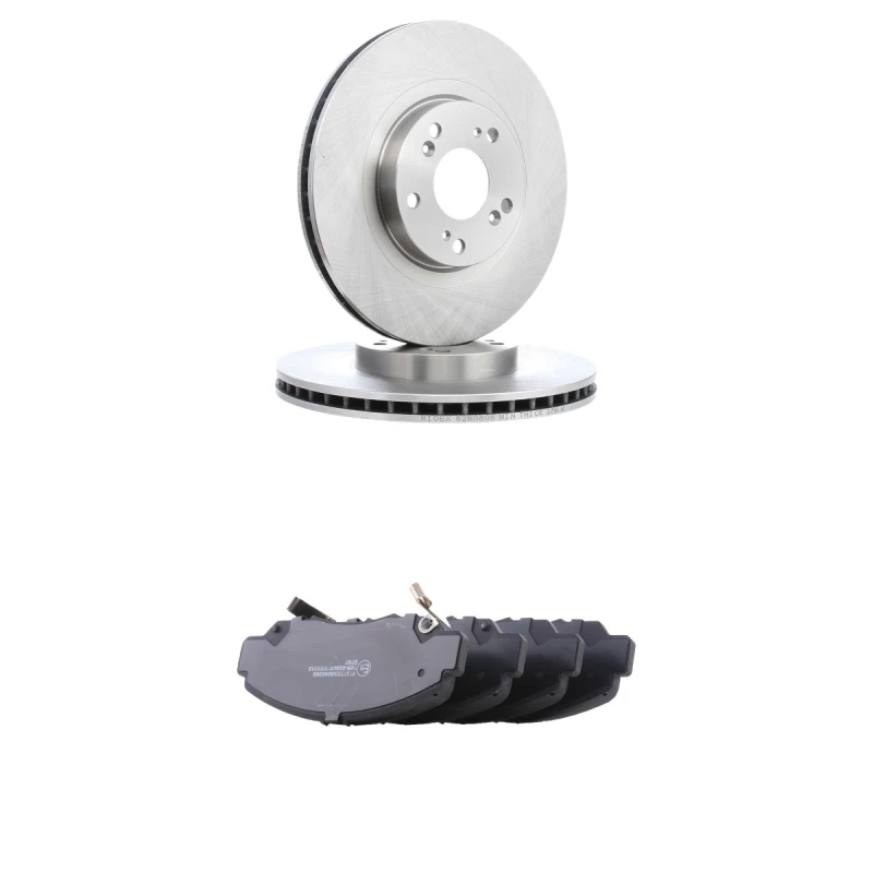 Image of RIDEX 3405B2910 Brake disc and pads set Front Axle, Brake Disc Type: internally vented, with acoustic wear warning Brake Set,disc brakes (3405)