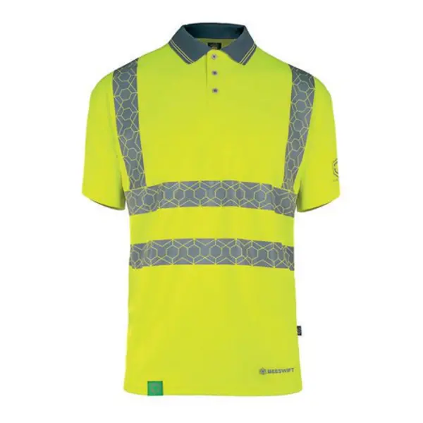Image of Beeswift Envirowear Beeswift Envirowear High Visibility Short Sleeve Polo Shirt Saturn Yellow S EWCPKSSSYS