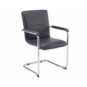 image of TC Office Pavia Leather Meeting Chair with Padded Arms, Black