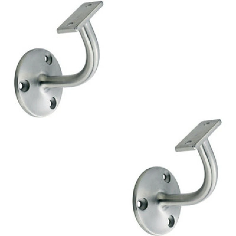 Image of Loops 2x Handrail Bannister Bracket Wall Support 62mm Projection Satin Steel Metallics unisex