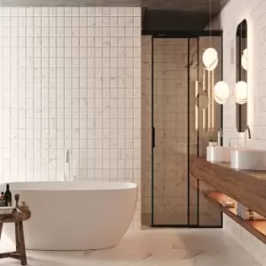 Image of White Calacatta Marble Effect Wall Tile 33 x 33cm - Almo