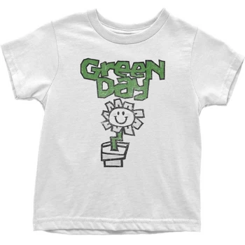 Image of Green Day - Flower Pot Kids 11-12 Years T-Shirt - White