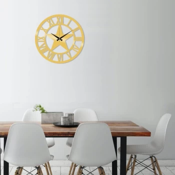 Image of Metal Wall Clock 28 - Gold Gold Decorative Metal Wall Clock