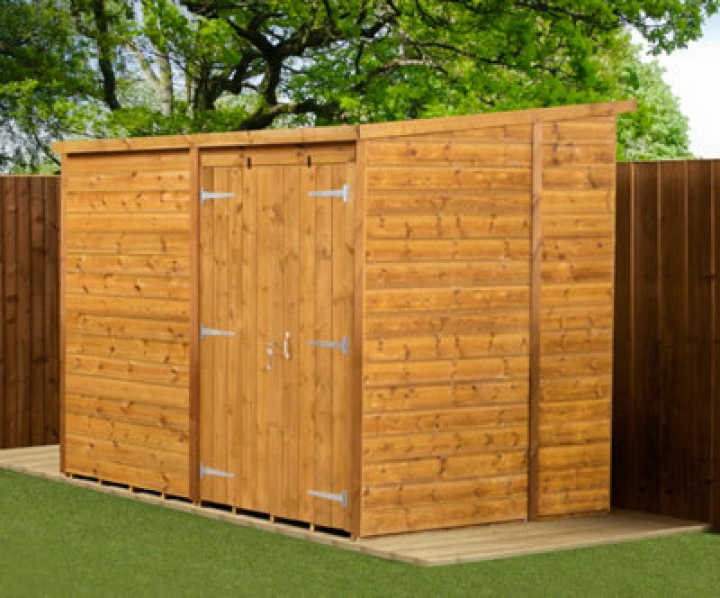 Image of Empire Sheds Empire Modular Pent 8X6 Dipped Treated Tongue And Groove Wooden Garden Shed Double Door (8' X 6' / 8ft X 6ft) (8X6)