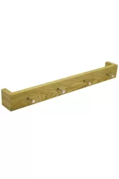 image of 'Ellis' - Wood Wall Mounted 2ft 60cm Floating Shelf With 4 Hooks - Oak