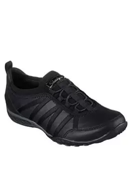 Image of Skechers Breathe-easy Microleather Trainers - Black, Size 4, Women