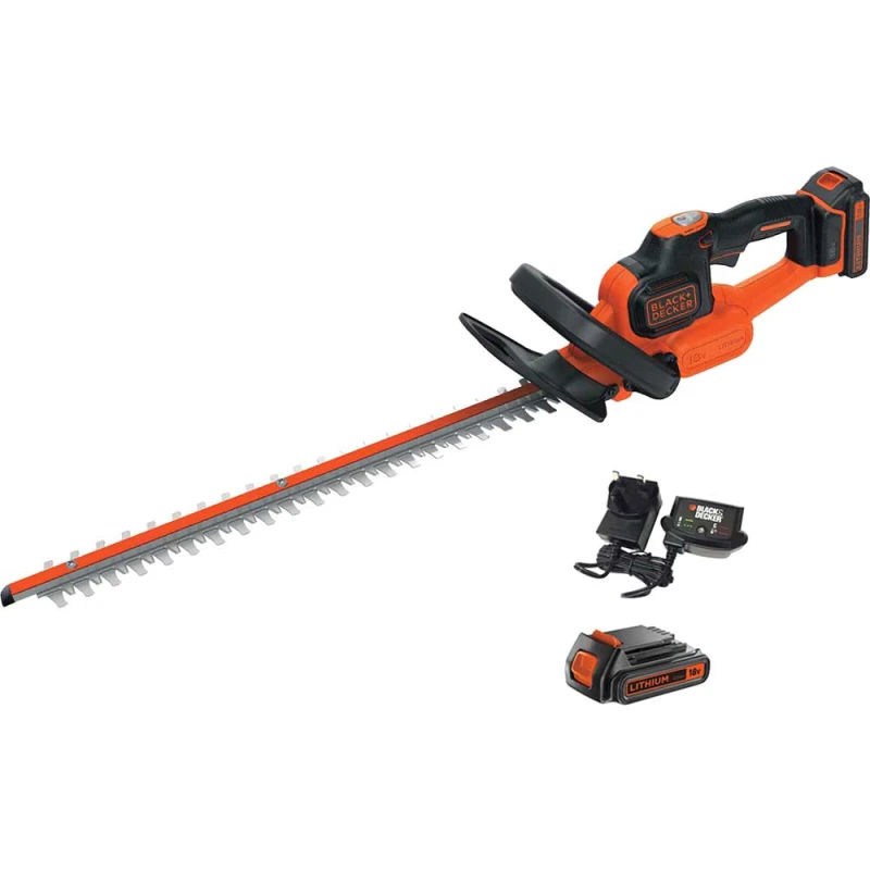 Image of Black and Decker GTC18452PC 18v Cordless Hedge Trimmer 450mm 2 x 2ah Li-ion Battery Charger GTC18452PC2