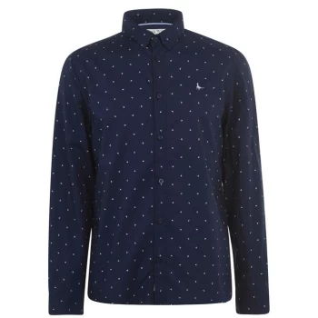 image of Jack Wills Ramsay Poplin Print Shirt - Navy