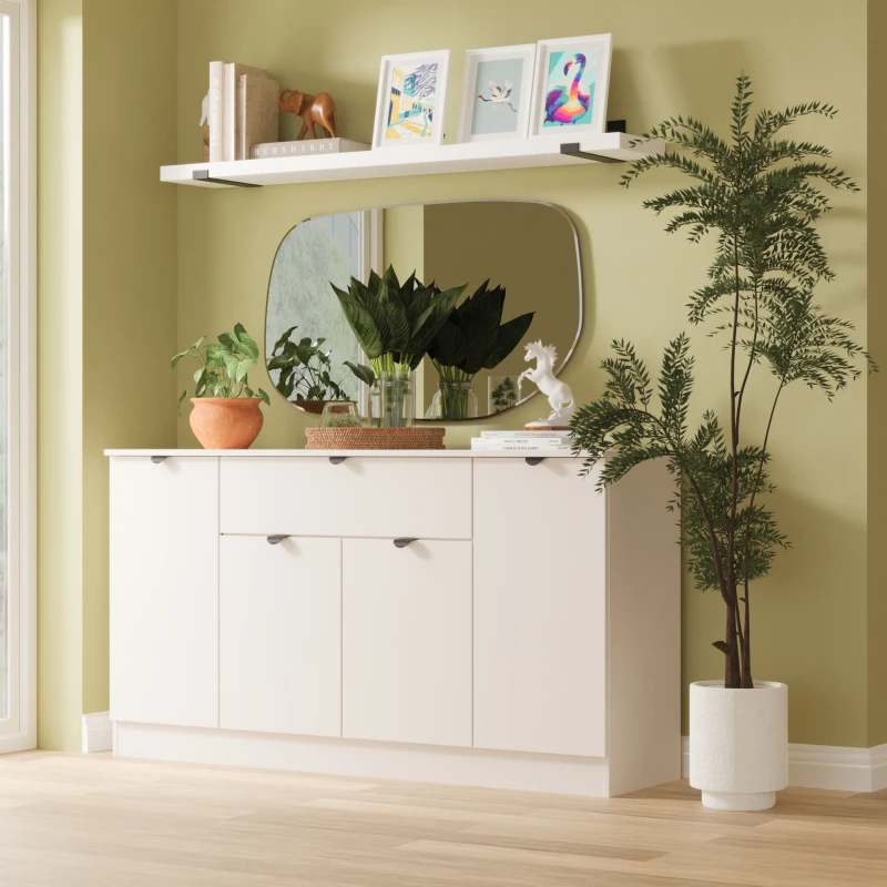 Image of Ready Assembled 2 U Norway 4 Door 1 Drawer Wide Unit (Ready Assembled) in Taupe Unisex