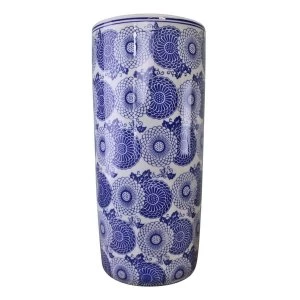 image of Umbrella Stand, Vintage Blue & White Marigold Design