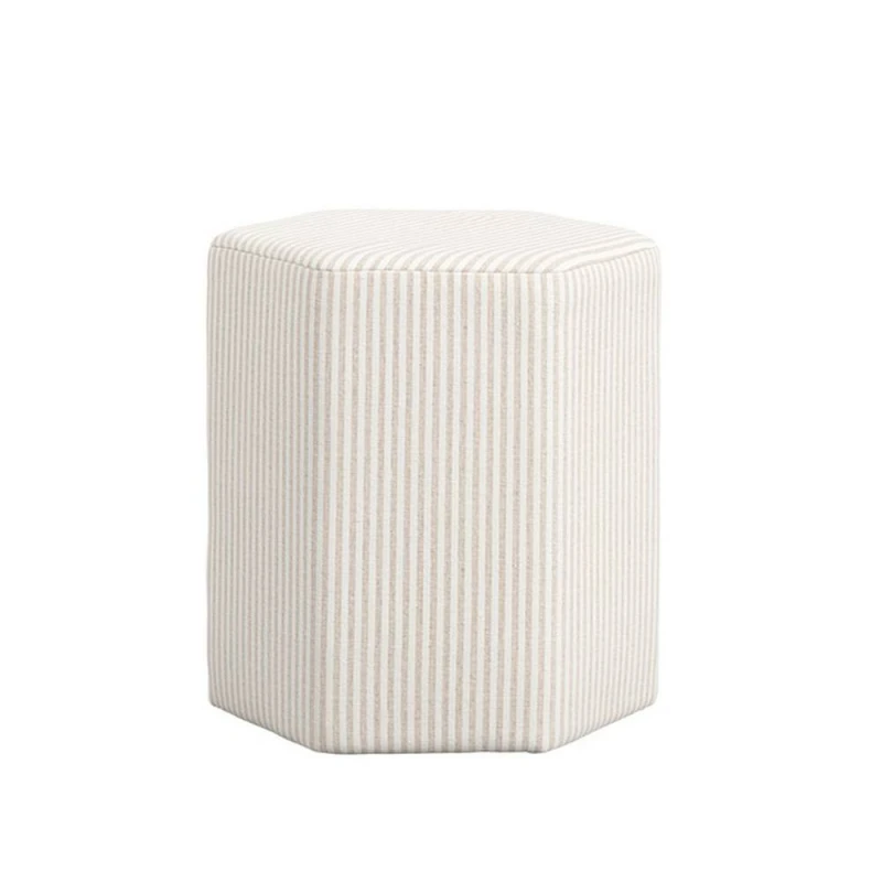 Image of Lemon Pavilion Furniture Harbour Thin Stripe Stool - Cotton Blend - L42xW38.5xH45.5cm - Beige Beige Unisex