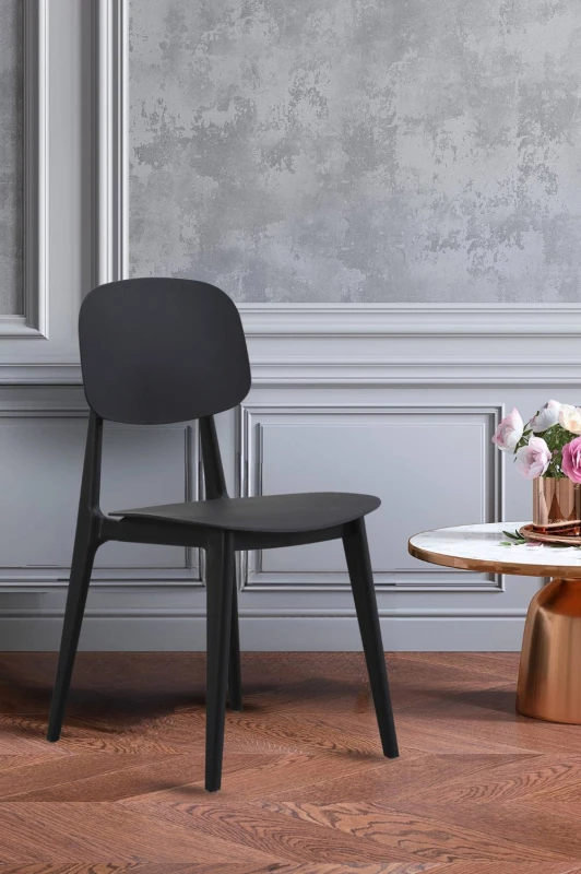 Image of Fusion Living Oslo Dark Grey Plastic Dining Chair in Black Unisex