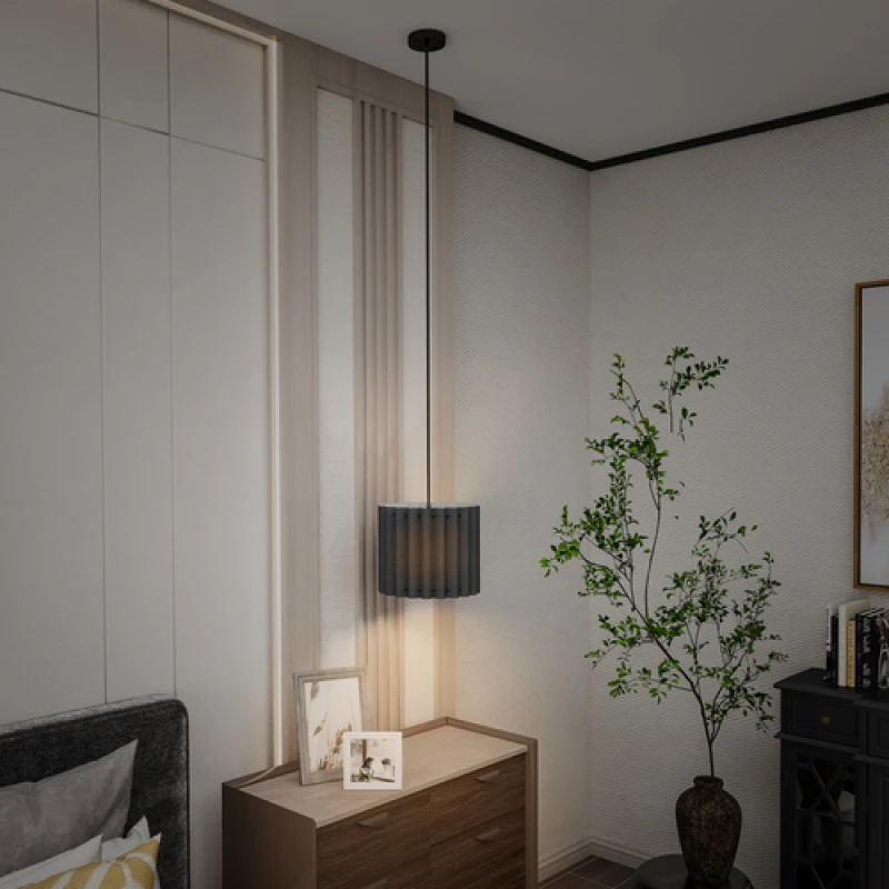 Image of HOMCOM Linen Pendant Light, E27 Lampshade for Living Room, Bedroom, Black B31-522V70BK