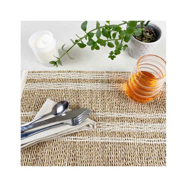 Image of Esselle Tay Seagrass/ Cotton Table Pacement 35X45cm Cream Colour, Set Of 2