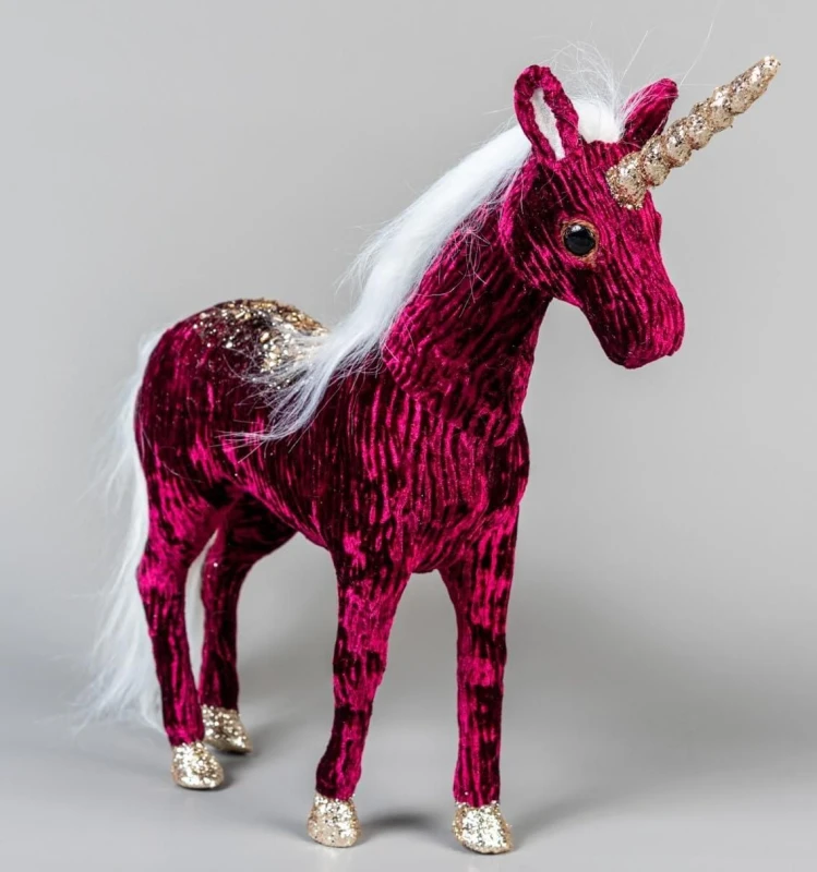 Image of Shatchi Burgundy Figures Santa Reindeer Tree Christmas Tabletop Centrepiece Showpieces Home Art & Craft Xmas Party , 33cm Unicorn Pink