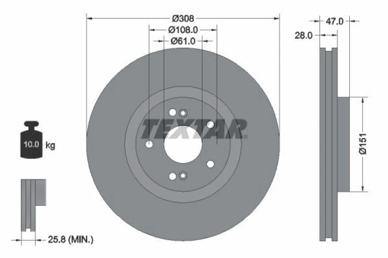 Image of Brake disc TEXTAR 92174005
