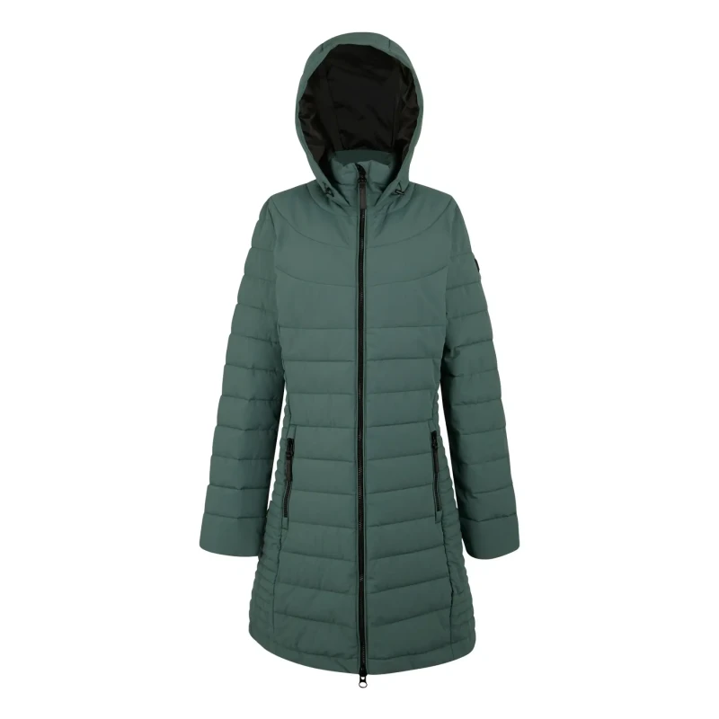 Image of Womens long hooded down jacket Regatta Andria Vert Female 52