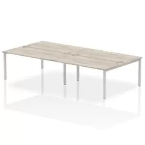 image of Impulse Bench B2B 4 Person 1600 Silver Frame Office Bench Desk Grey Oak