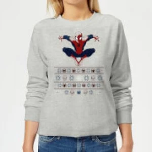 image of Marvel Avengers Spider-Man Womens Christmas Sweatshirt - Grey - 3XL