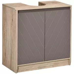 Image of Under Sink Storage Cabinet Adjustable Shelf 2 Doors Retro Cabinet