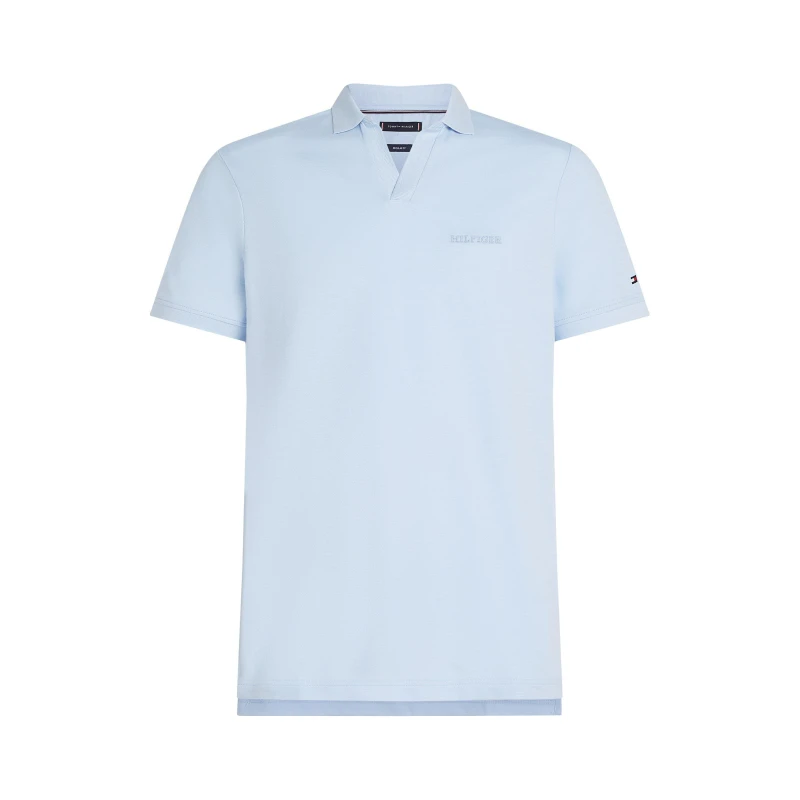 Image of Tommy Hilfiger Mens Cotton Linen Terry Short Sleeve Polo Shirt Sweet Blue male XL