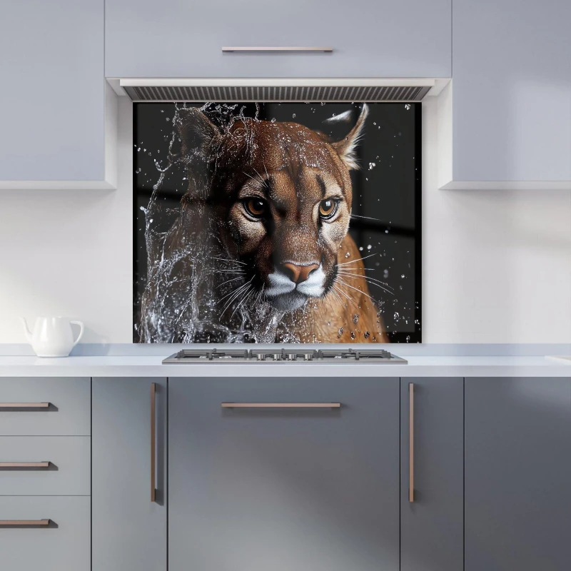 Image of Warren Reed - Designer Fierce Puma in Motion Kitchen Splashback Size: 700mm x 750mm Multicolor Unisex 700mm x 750mm