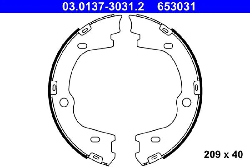 Image of ATE 03.0137-3031.2 Handbrake Shoes without lever Brake Shoe Set,parking brake (1419)