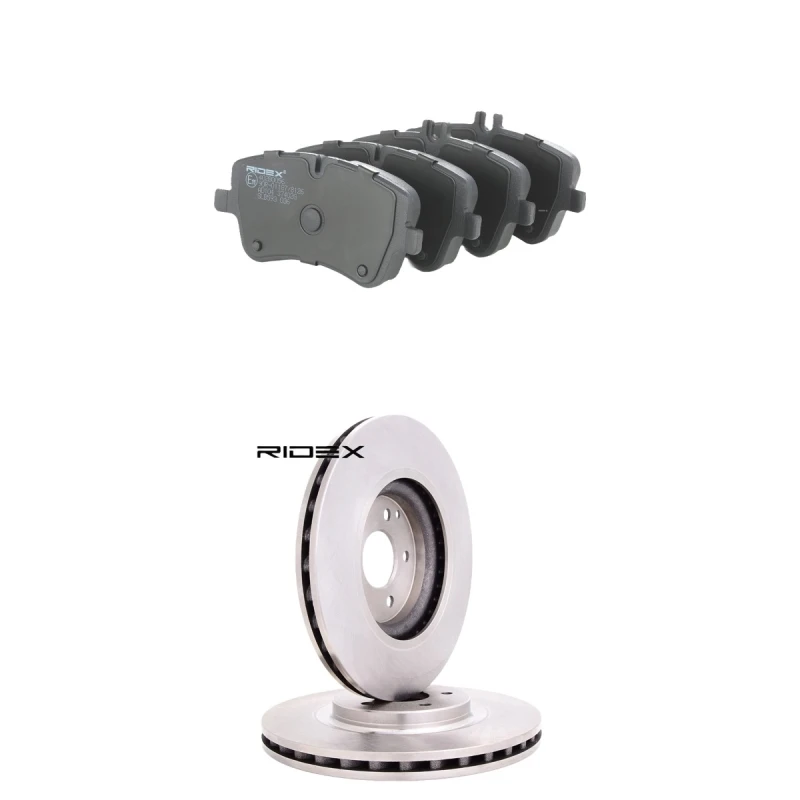 Image of RIDEX 3405B2803 Brake disc and pads set Front Axle, Brake Disc Type: Vented, prepared for wear warning indicator Brake Set,disc brakes (3405)
